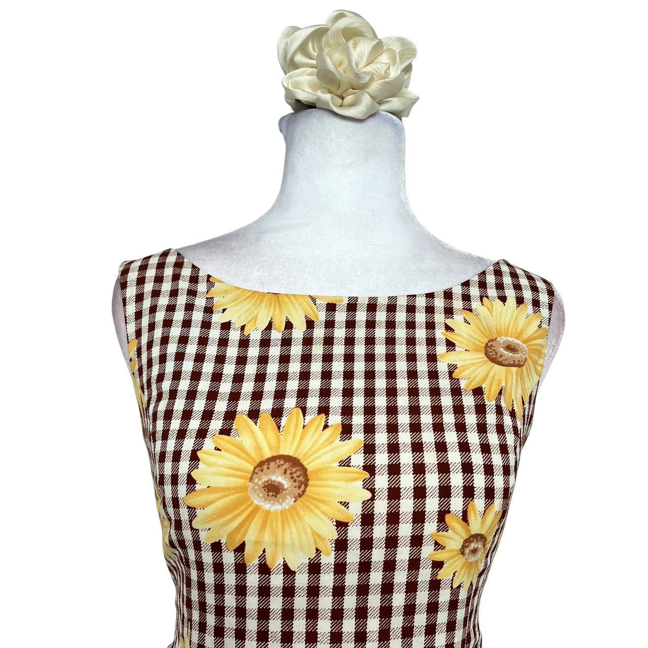 Yellow Sunflower Gingham Mini Dress