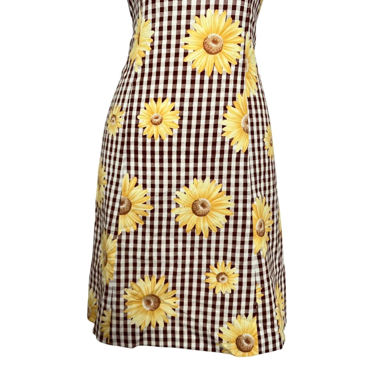 Yellow Sunflower Gingham Mini Dress