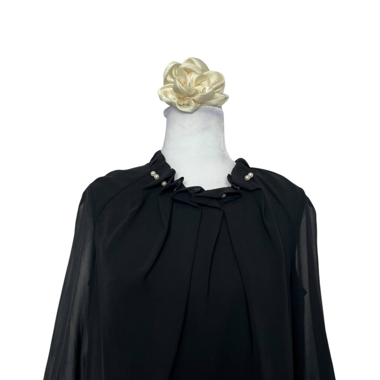 Black Knee-Length Dress with Lace Trim