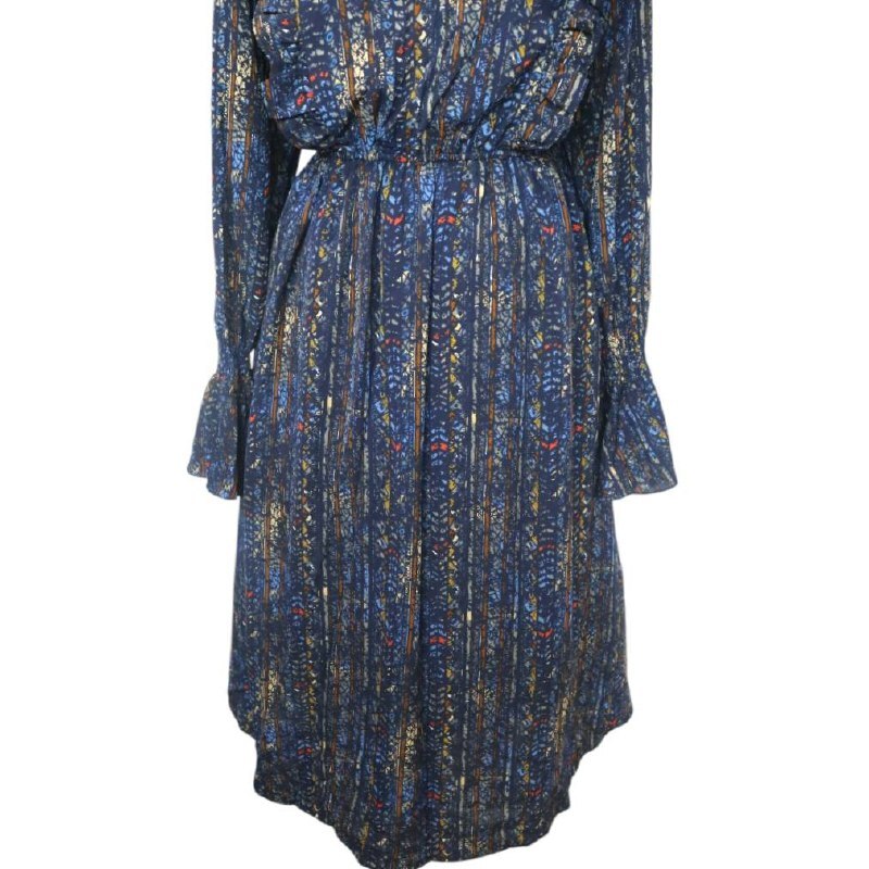 Ruffled High Neck Abstract Dress