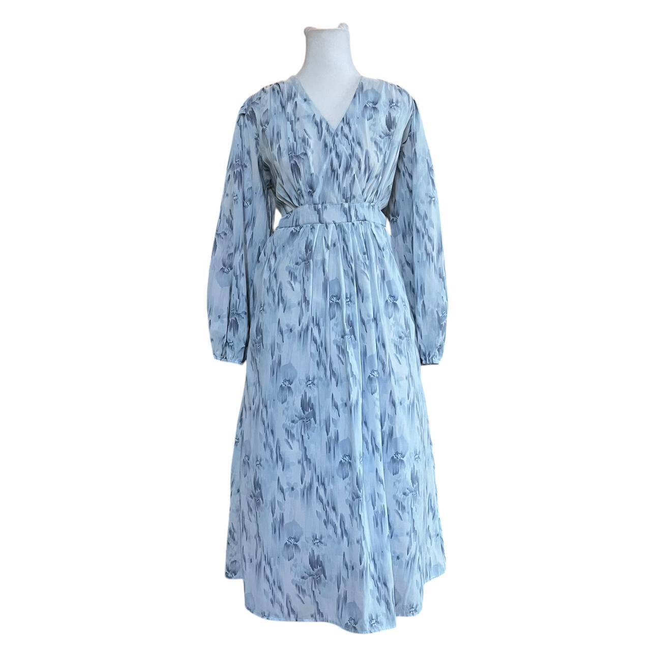 Blue V-Neck Floral Maxi Dress