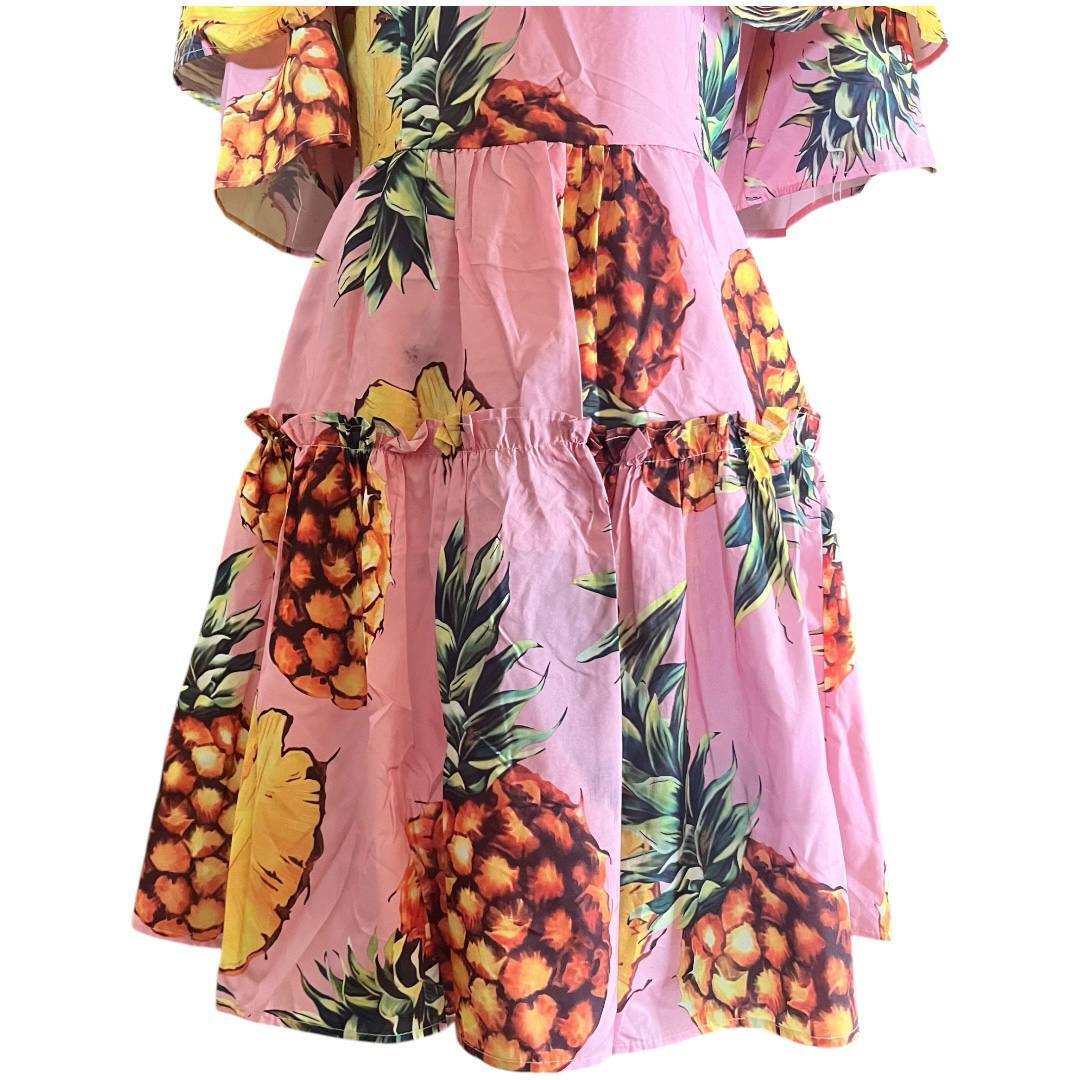 Pink Off-Shoulder Pineapple Dress