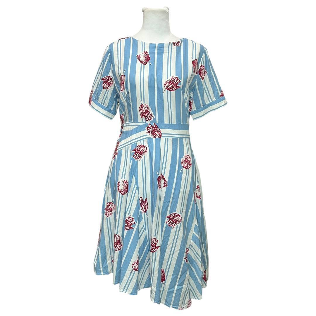 Blue floral stripe dress