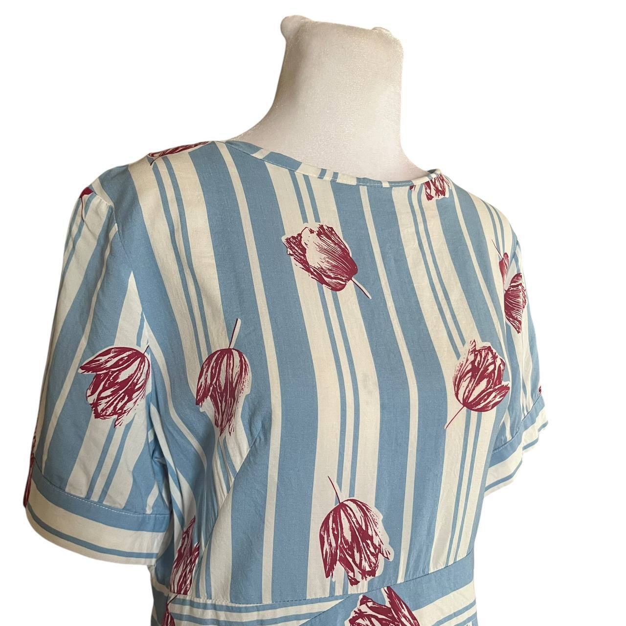 Blue floral stripe dress