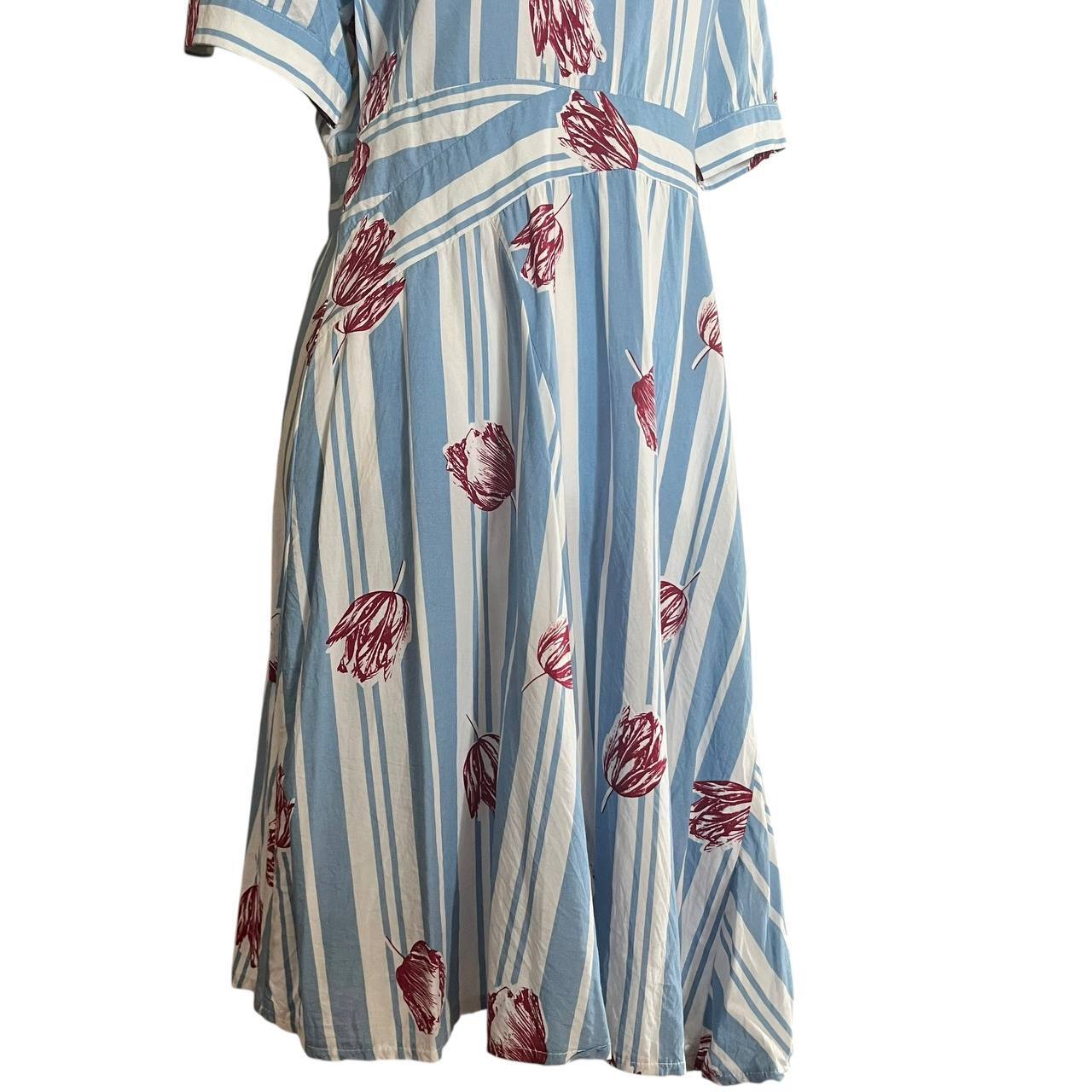 Blue floral stripe dress