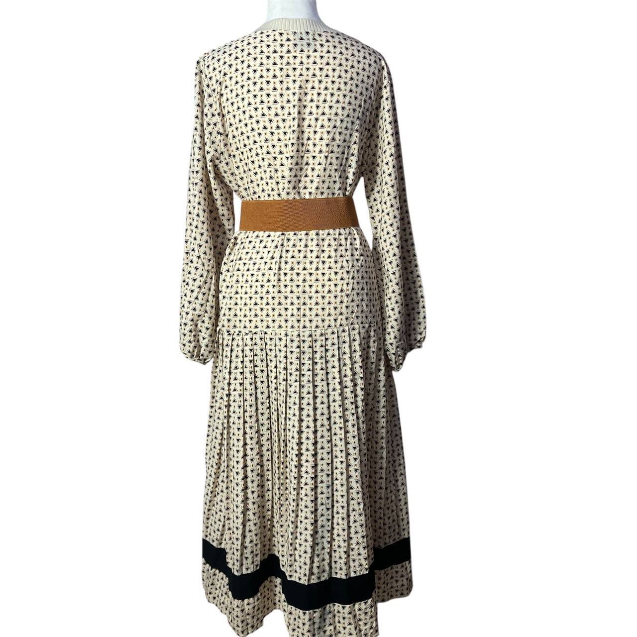 Cream Vintage Dress with Pleated Skirt