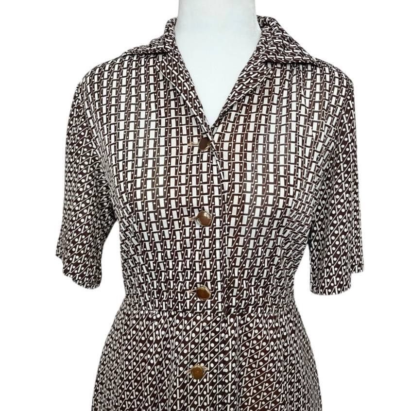 Geometric Pattern Button-Down Dress