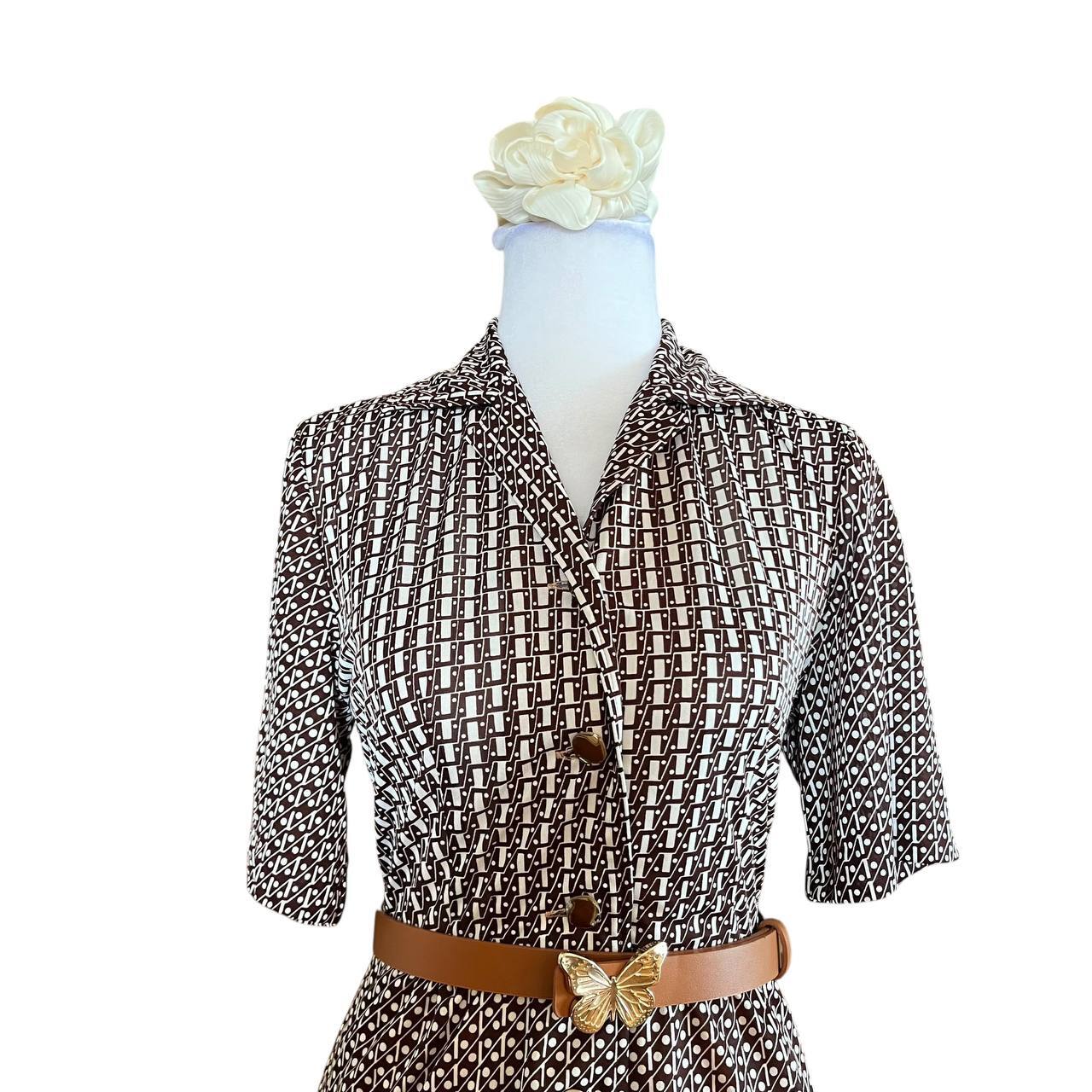 Geometric Pattern Button-Down Dress
