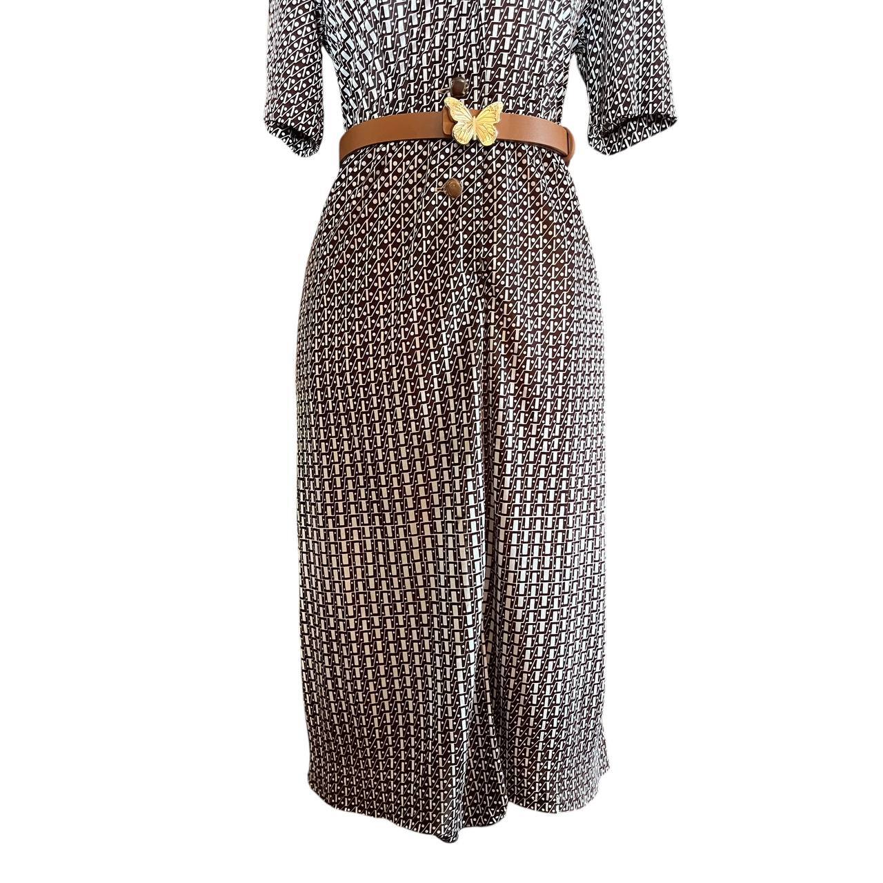 Geometric Pattern Button-Down Dress