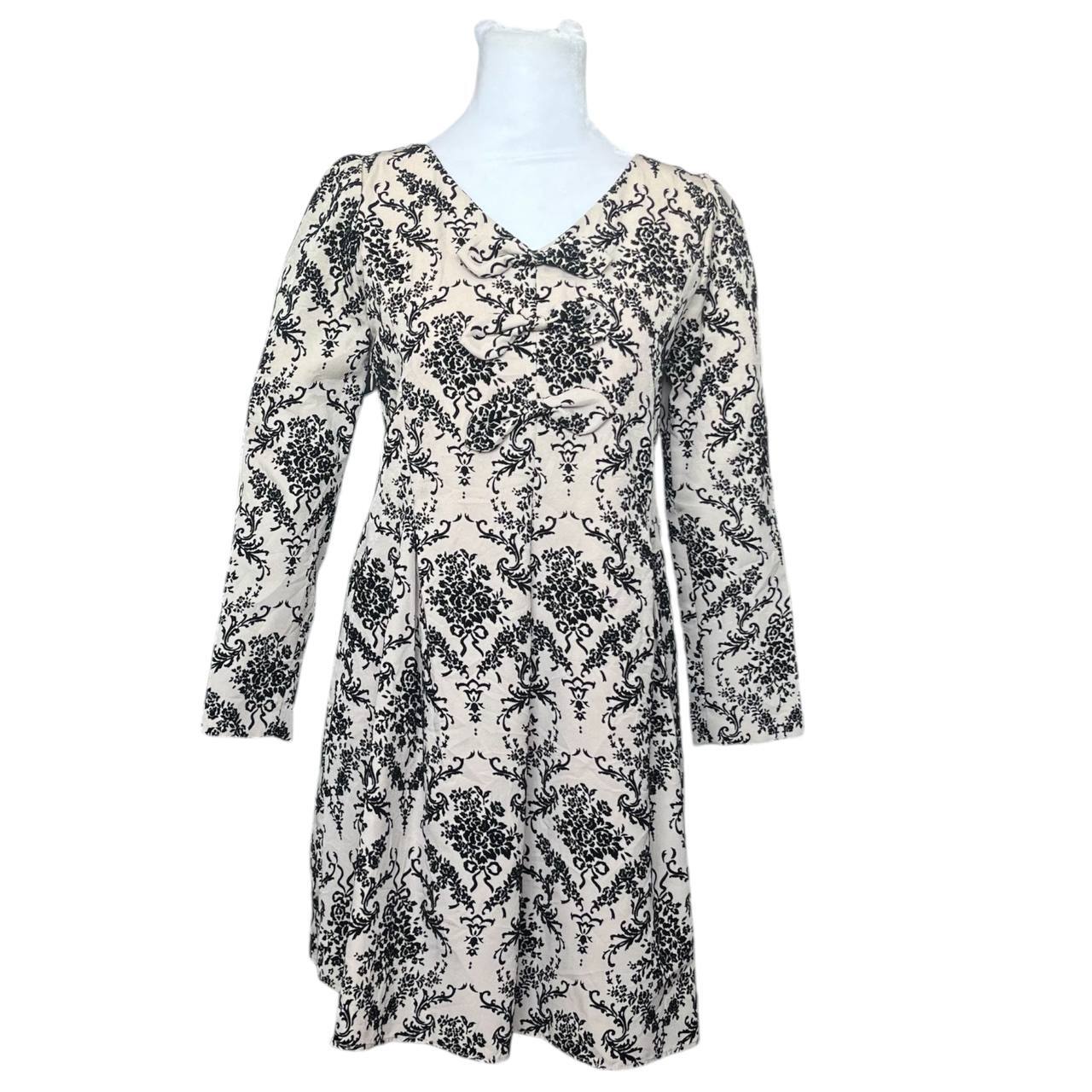 Cream Black Floral Dress