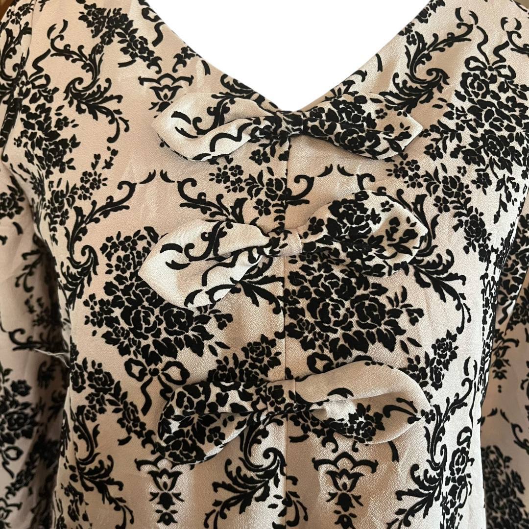 Cream Black Floral Dress