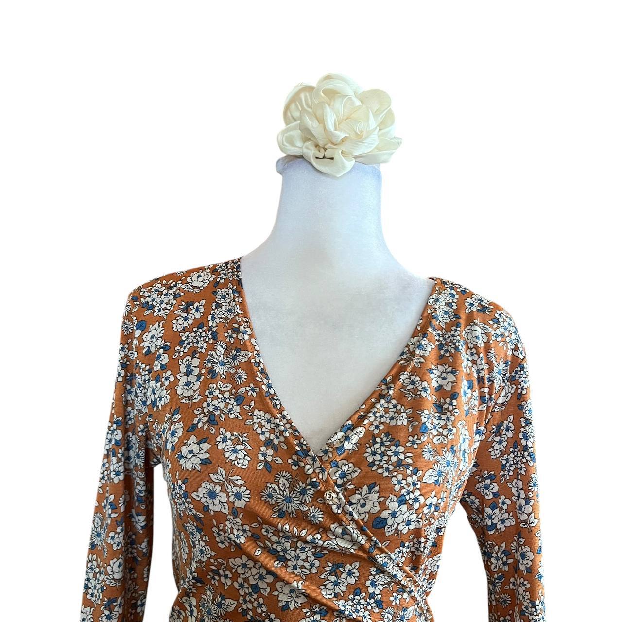 Orange Floral Wrap Dress