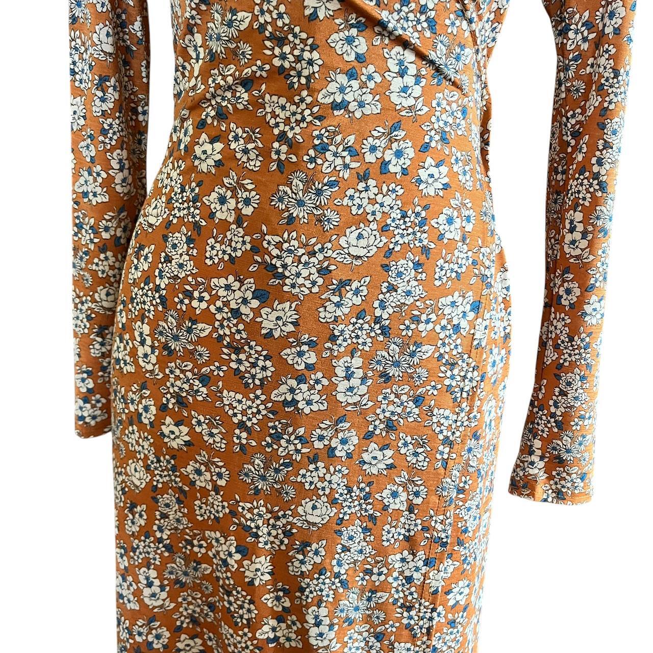 Orange Floral Wrap Dress
