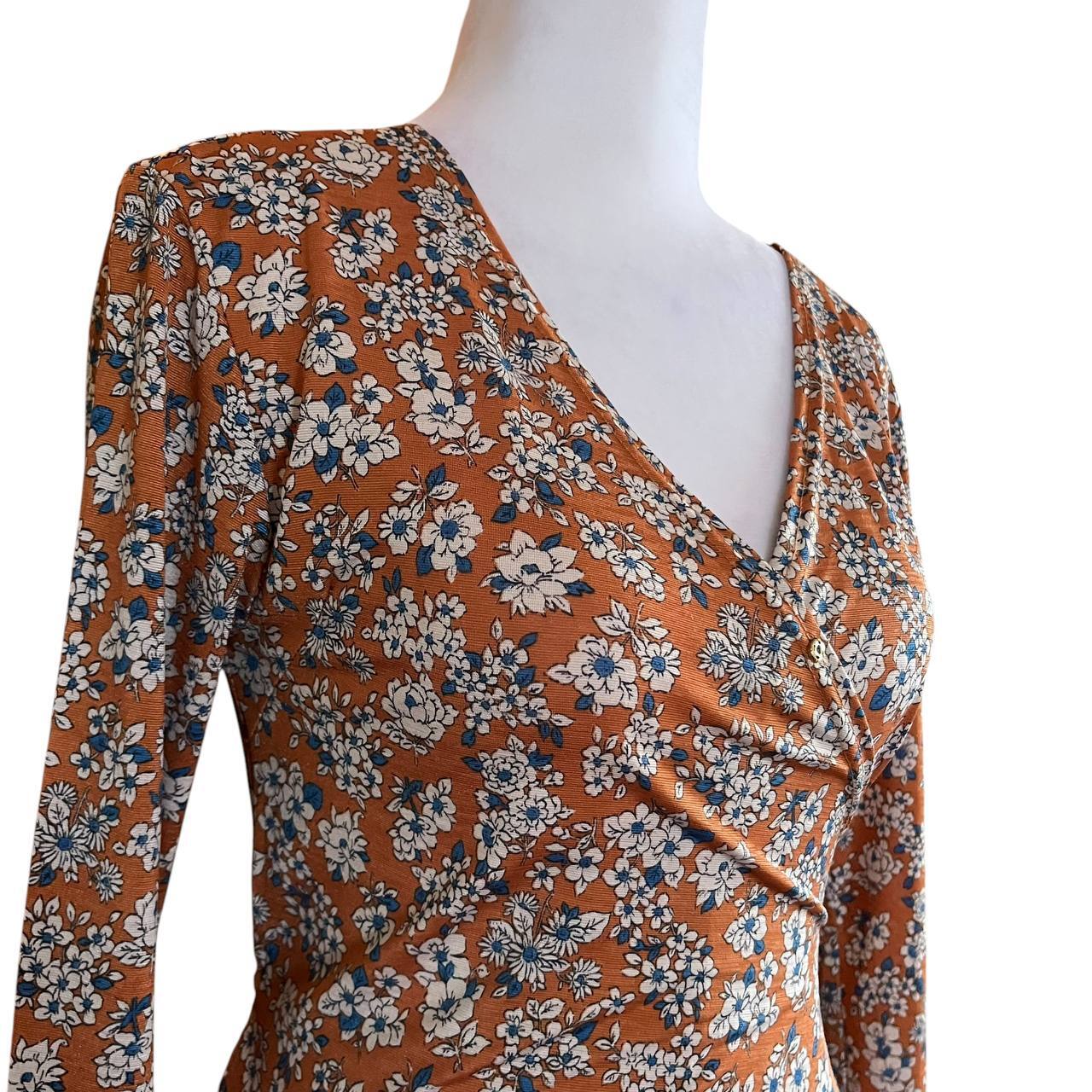 Orange Floral Wrap Dress