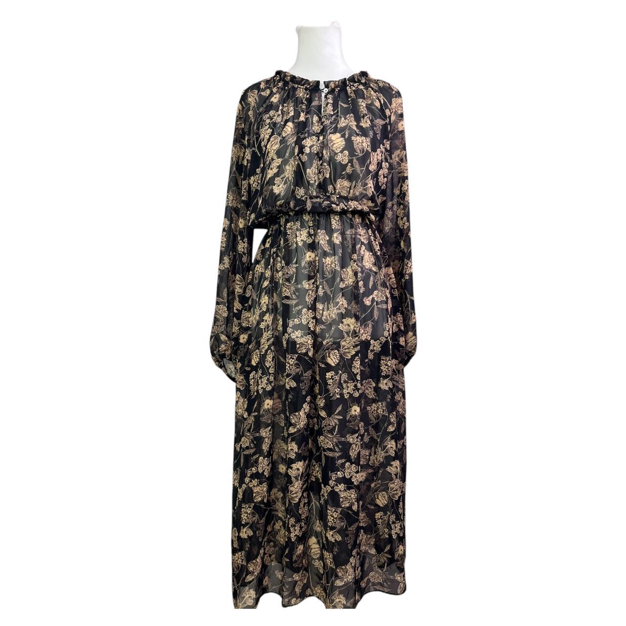 Floral Sheer Long-Sleeved Maxi Dress