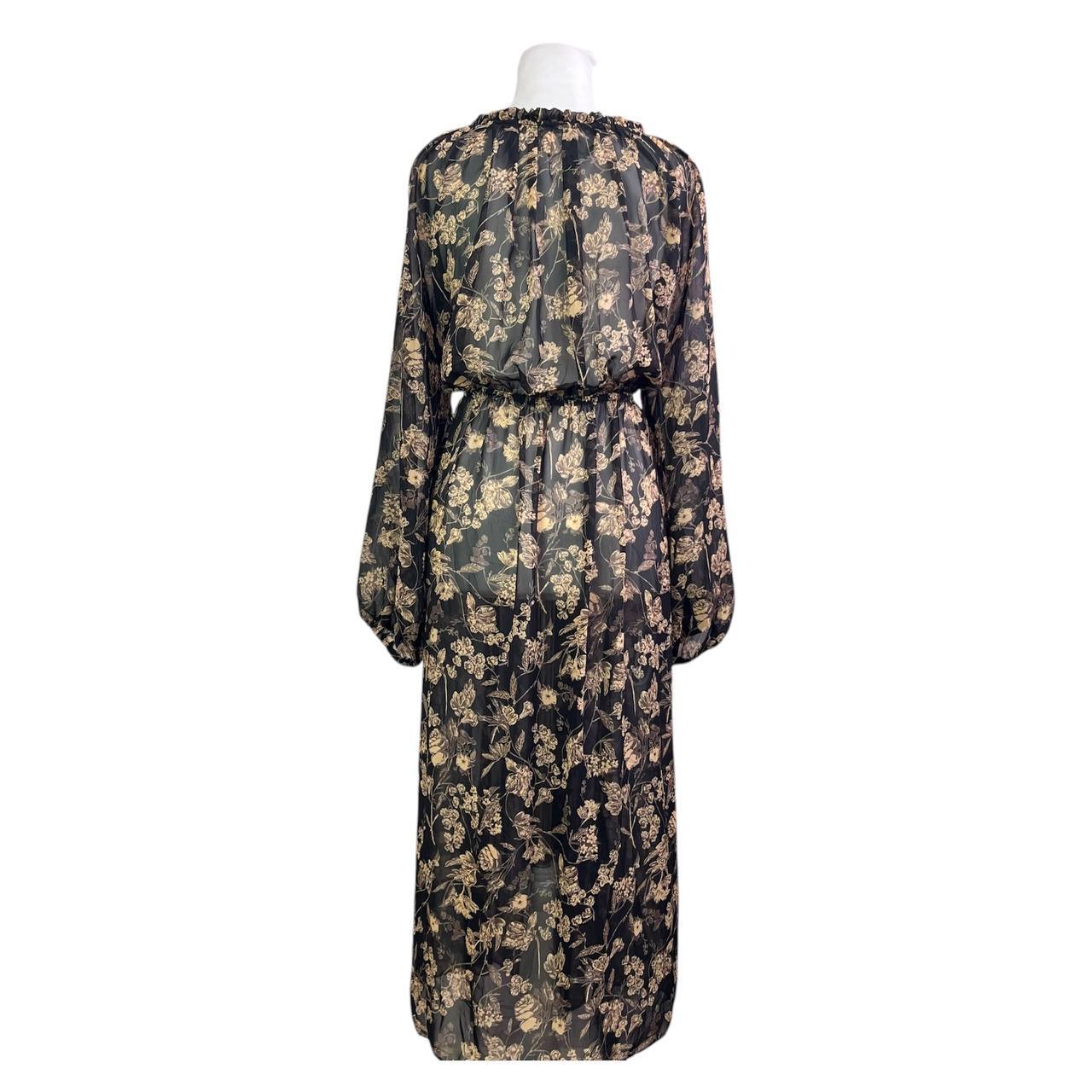 Floral Sheer Long-Sleeved Maxi Dress