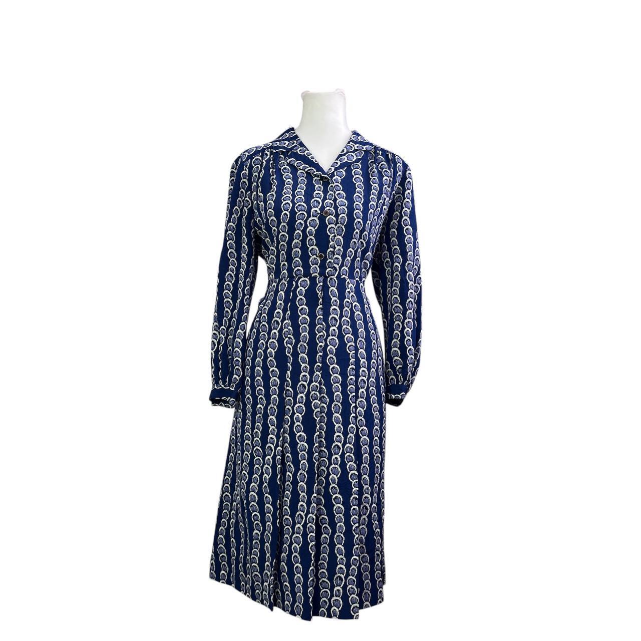Vintage Navy Blue Button-Down Top