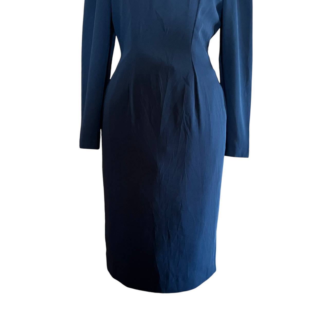 Dark Blue Lace Embellished Pencil Dress