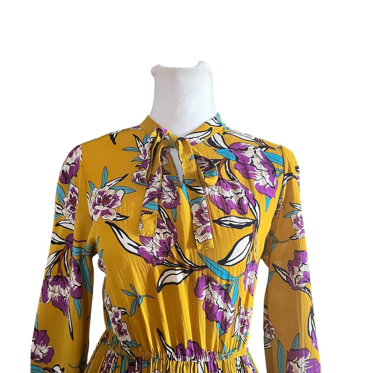 Floral Mustard Yellow Midi Dress