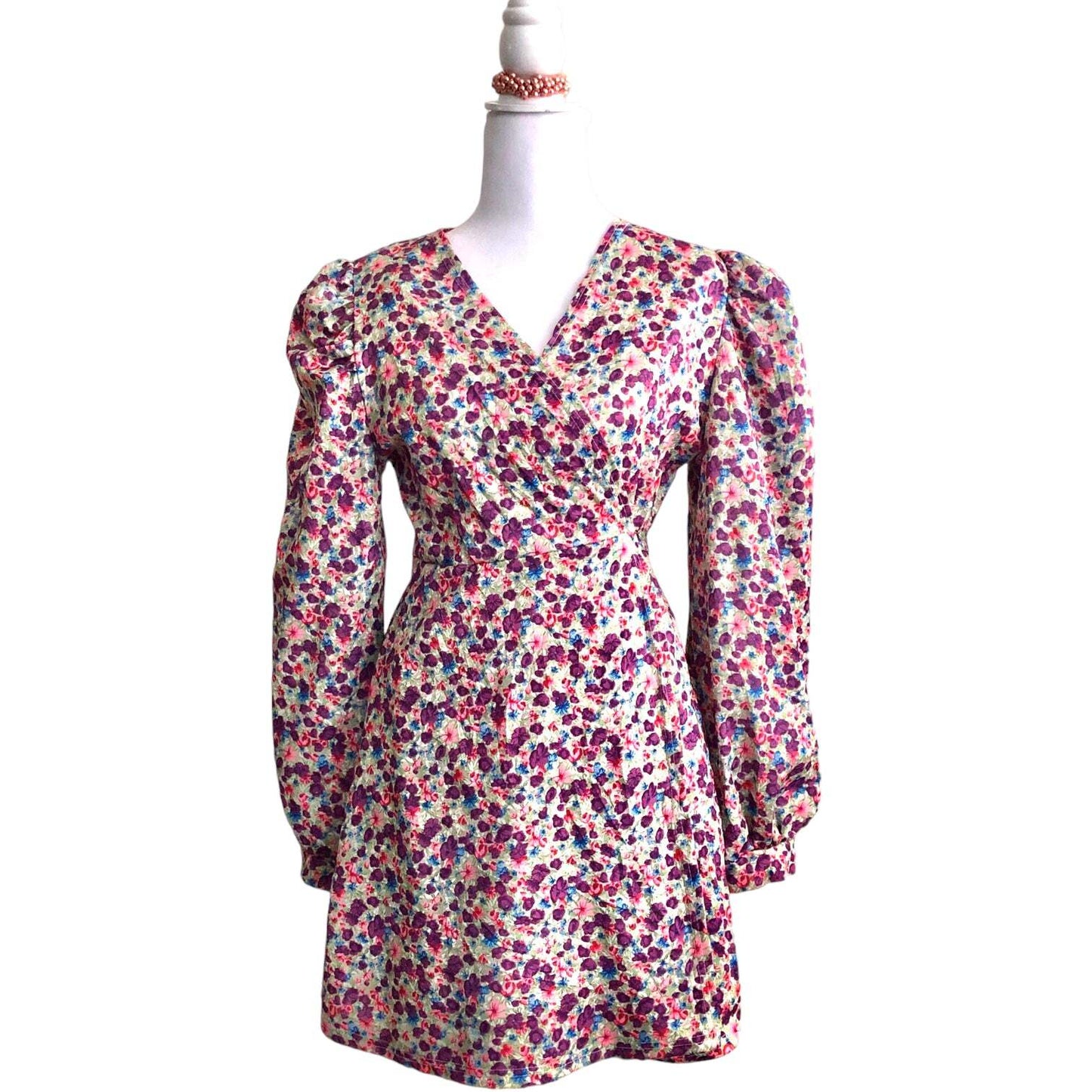 Floral Wrap Dress with Long Sleeves