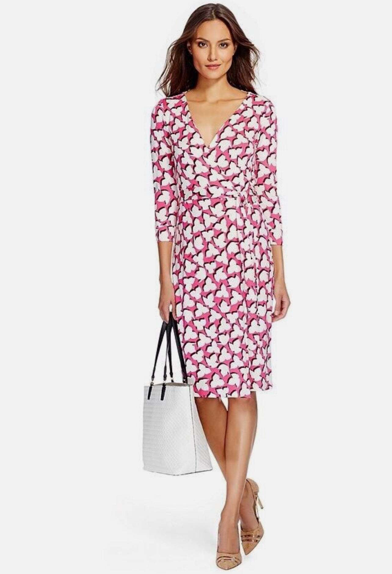 Floral Pink Lycra Wrap Dress