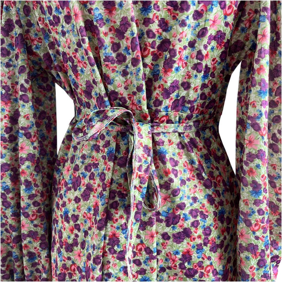 Floral Wrap Dress with Long Sleeves
