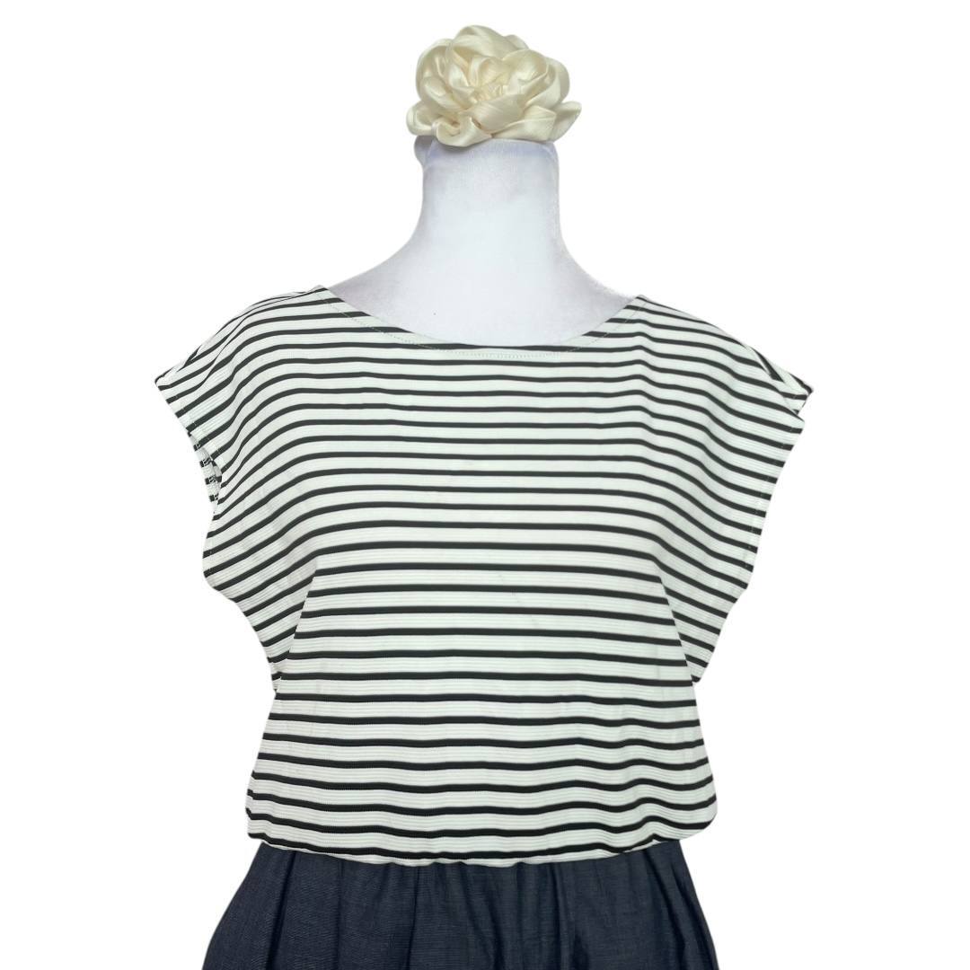Casual striped two-tone dress