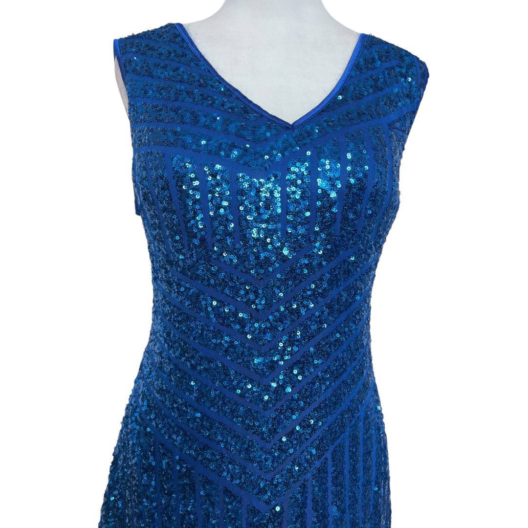 Blue Sequin Flapper Elegance