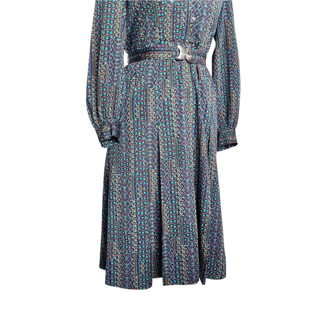 Vintage Patterned Dress with Belt