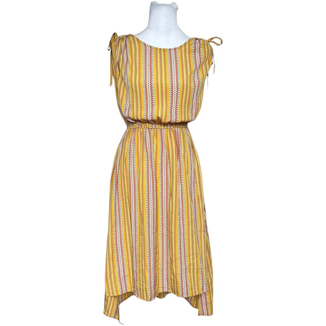 Yellow Boho Striped Sleeveless Midi