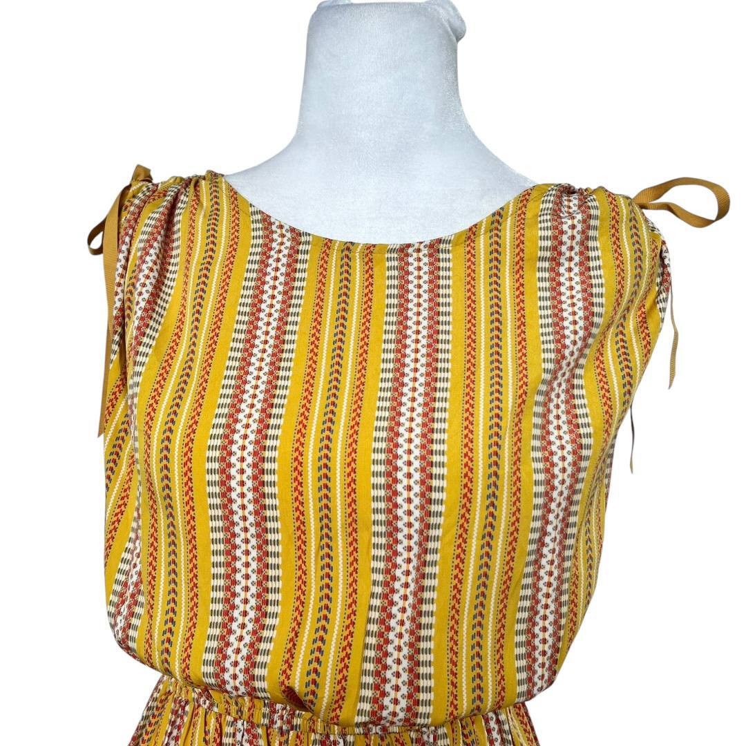 Yellow Boho Striped Sleeveless Midi
