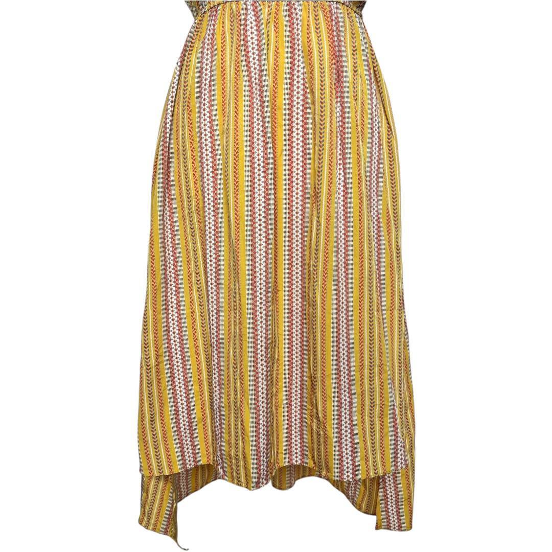 Yellow Boho Striped Sleeveless Midi