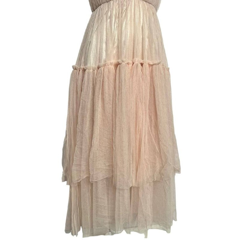 Nude Tiered Maxi Dress