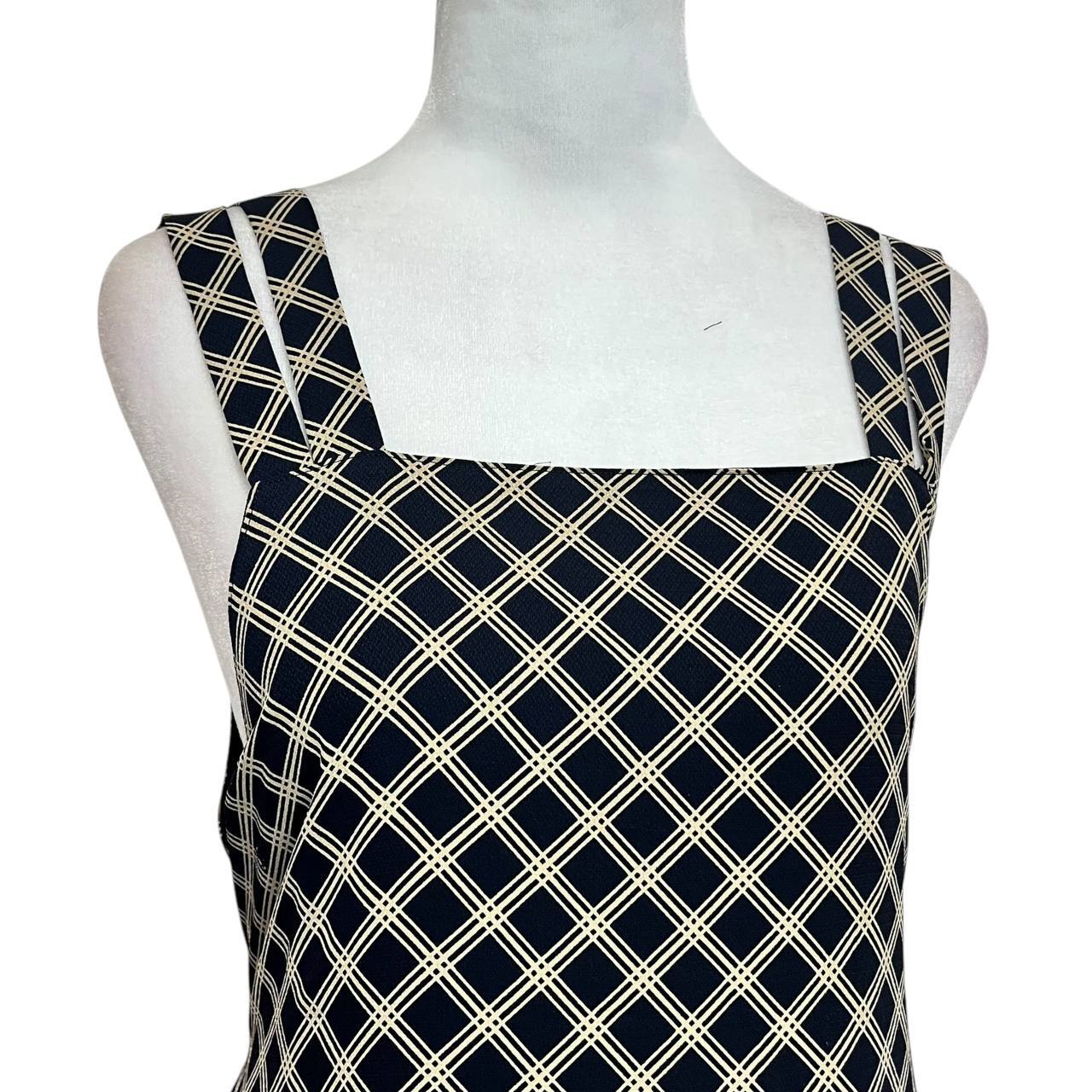 Black White Checkered Midi Dress