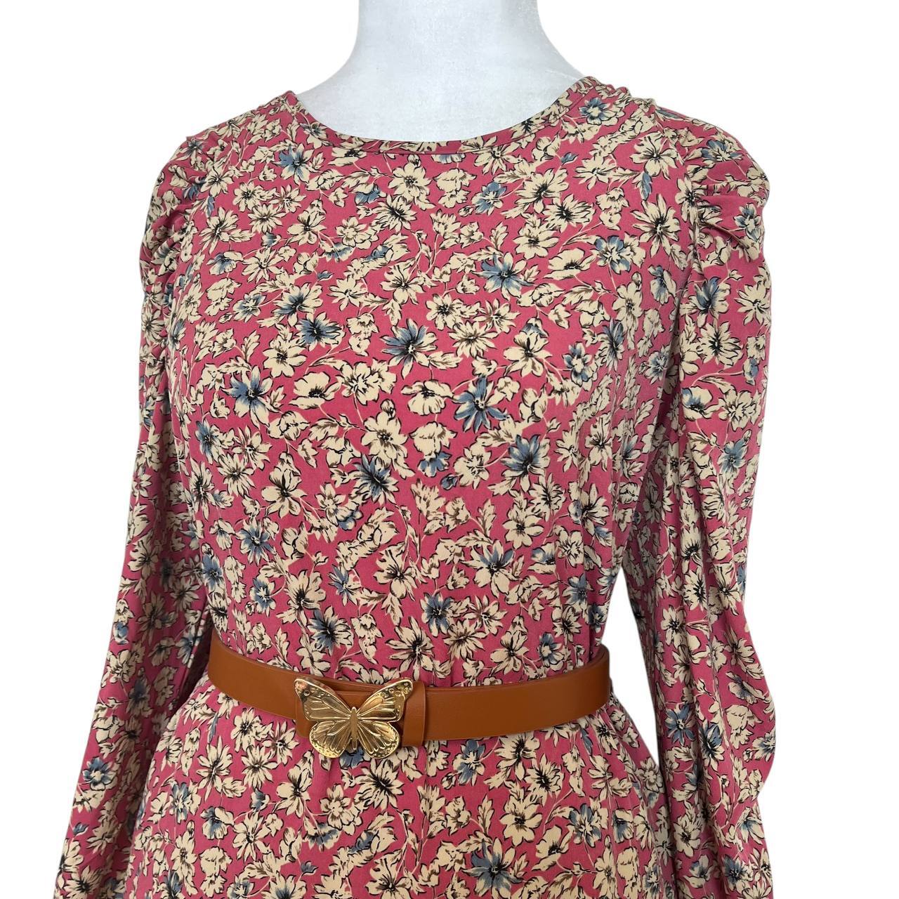 Pink Floral Wrap Dress