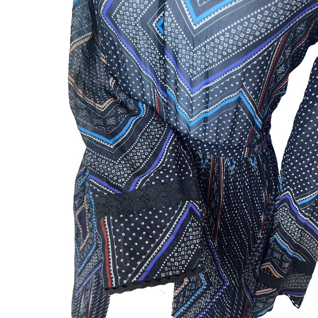 Navy Geometric Midi Dress