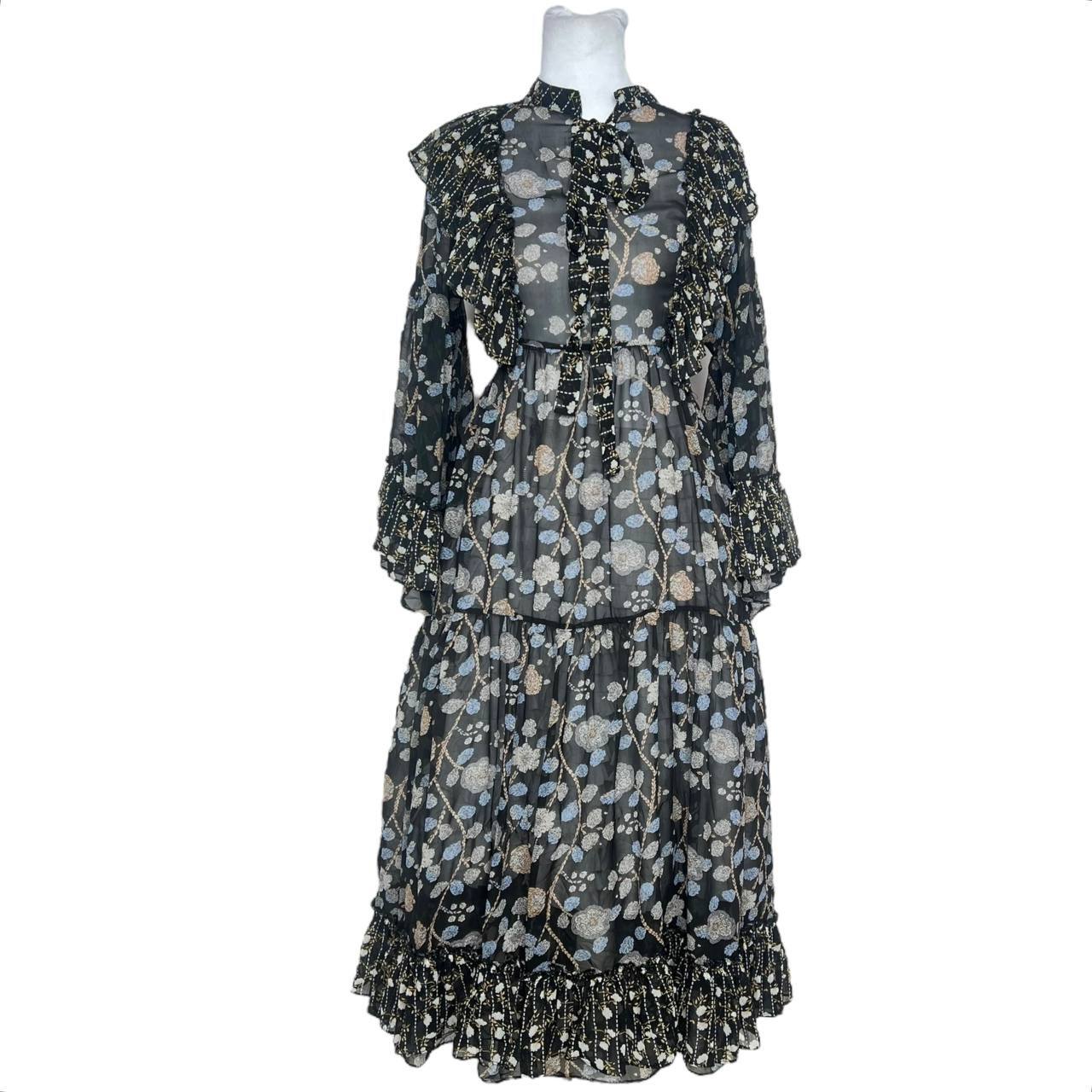 Black Floral Ruffle Dress