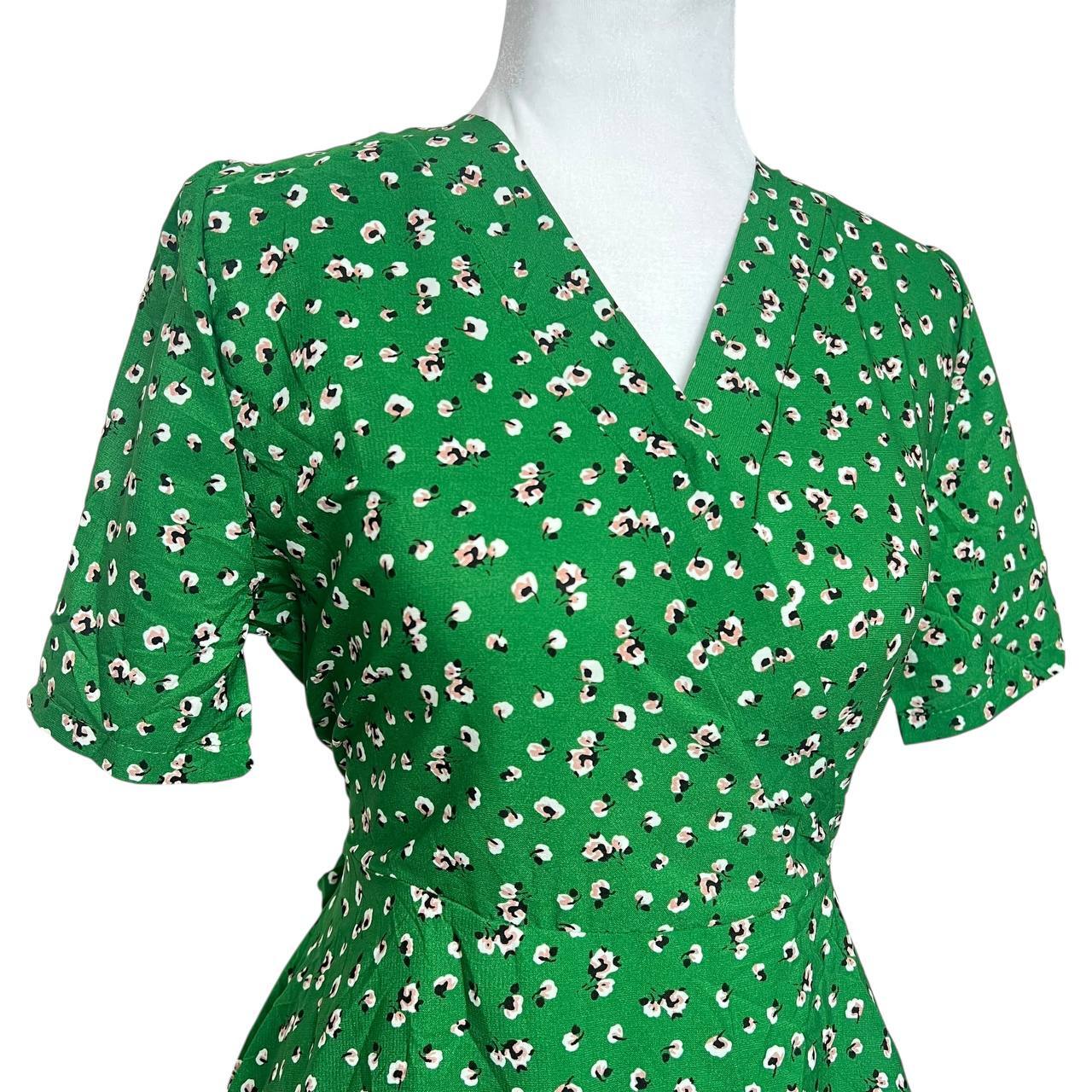 Green Floral A-line Dress