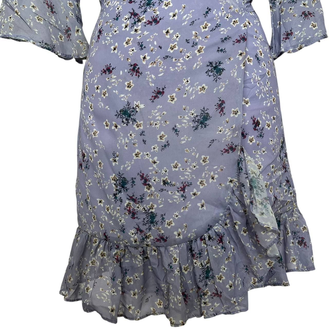 Purple Floral Wrap Dress