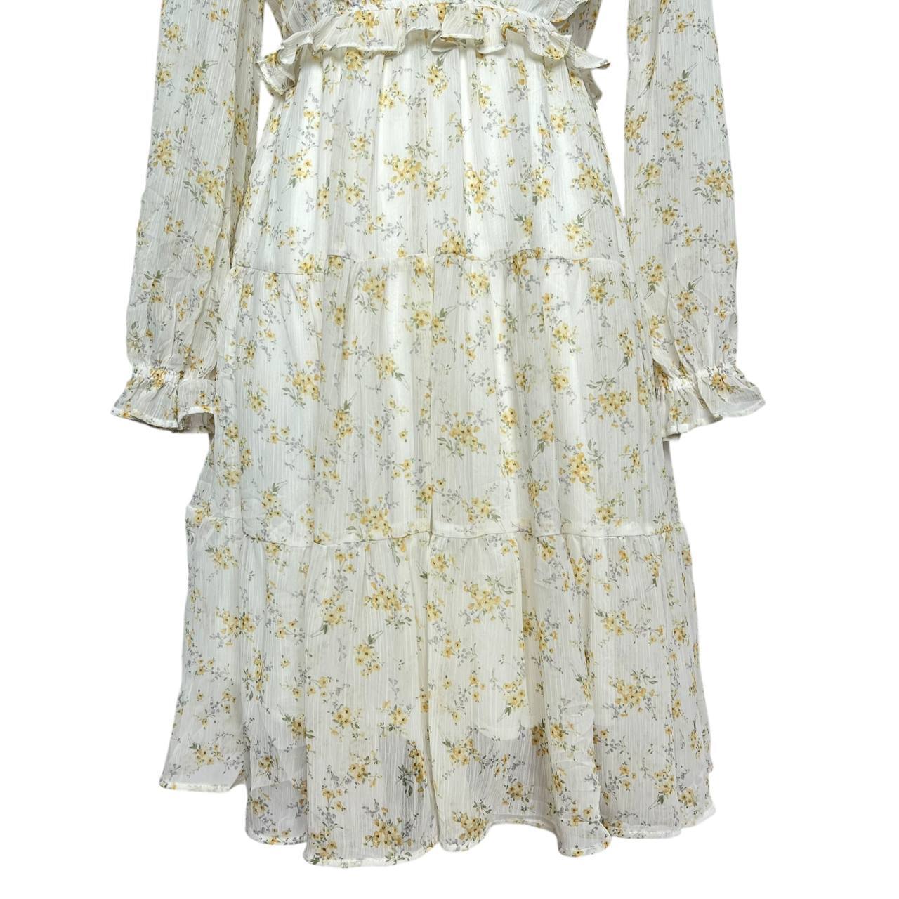 White Ruffled Floral Dress