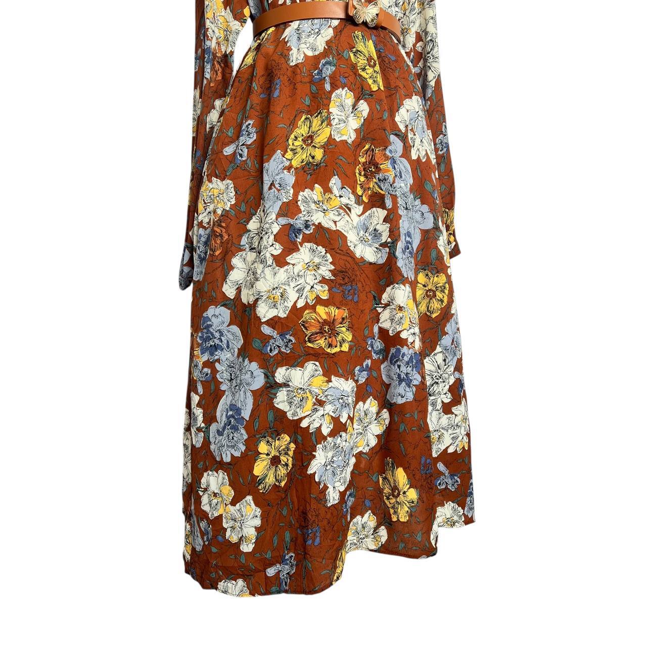 Rust Floral Midi Dress