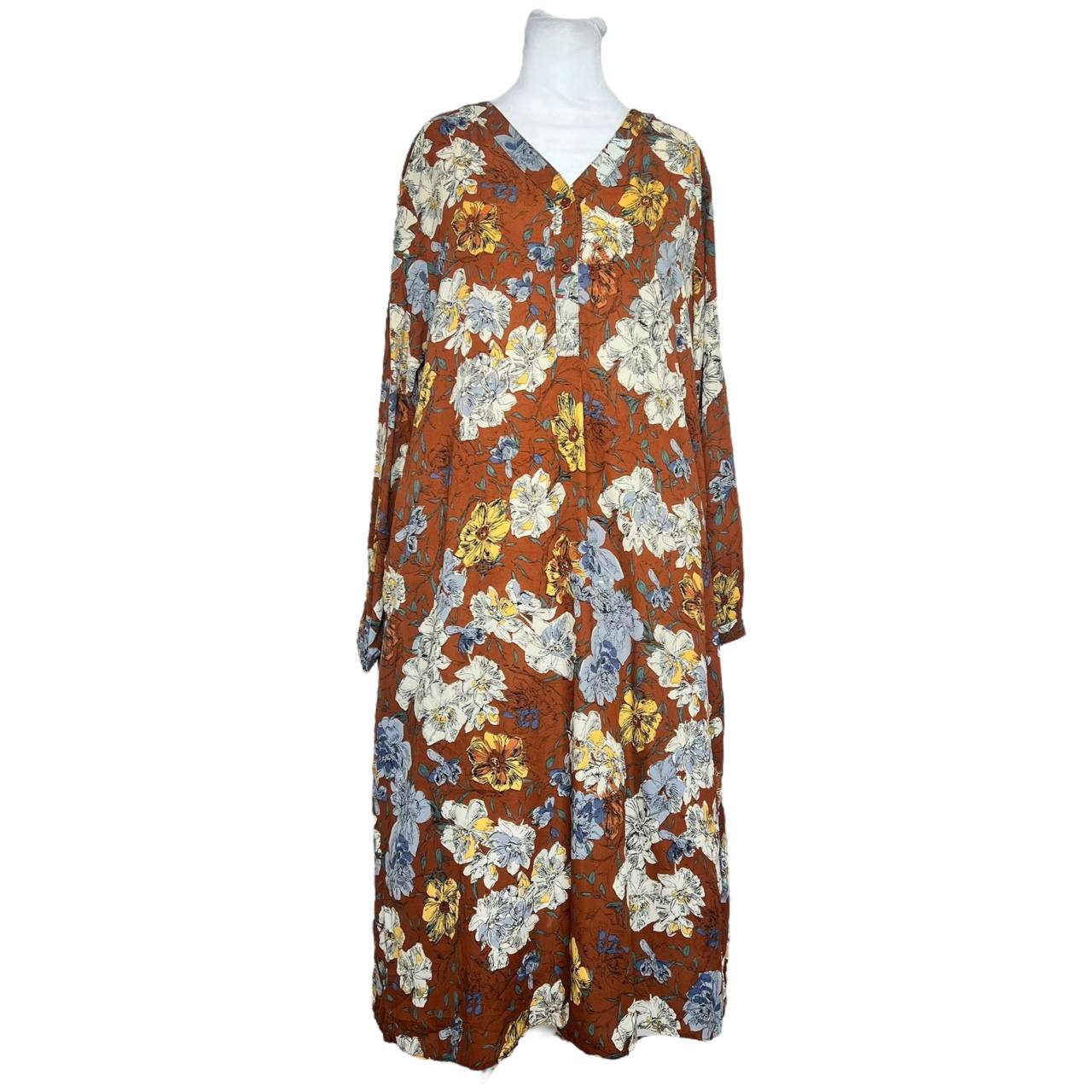 Rust Floral Midi Dress