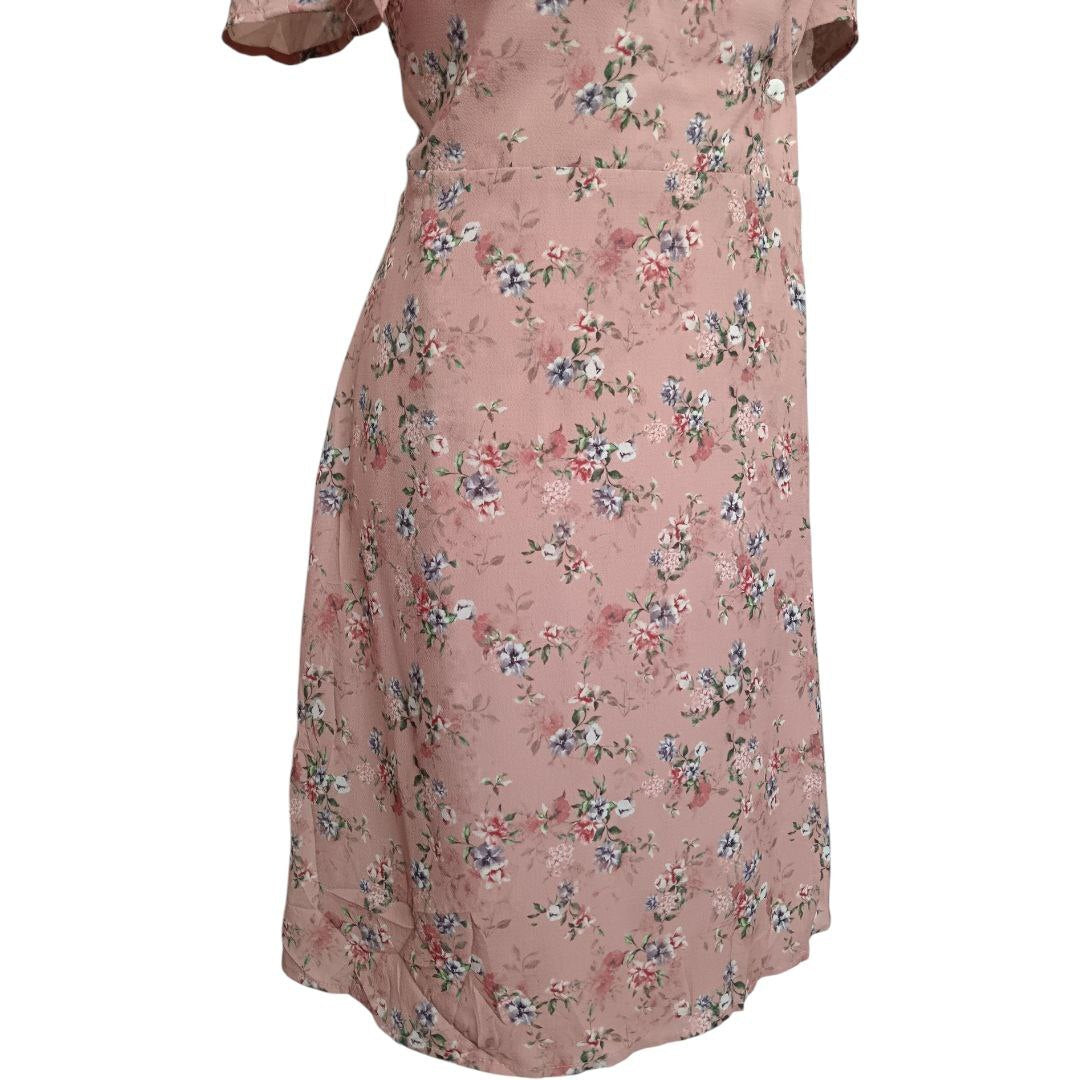 Pink Floral Wrap Dress