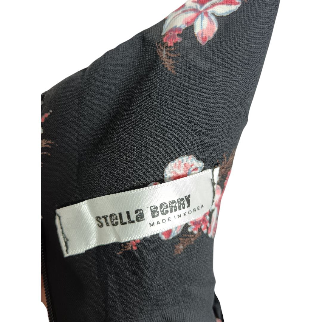 Peplum Floral Black Dress
