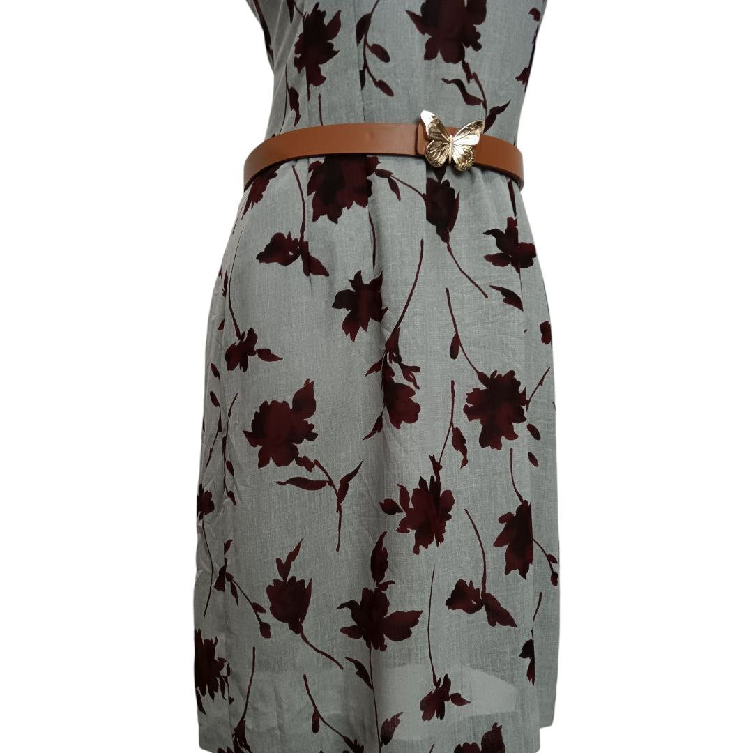Gray Floral Sheath Dress