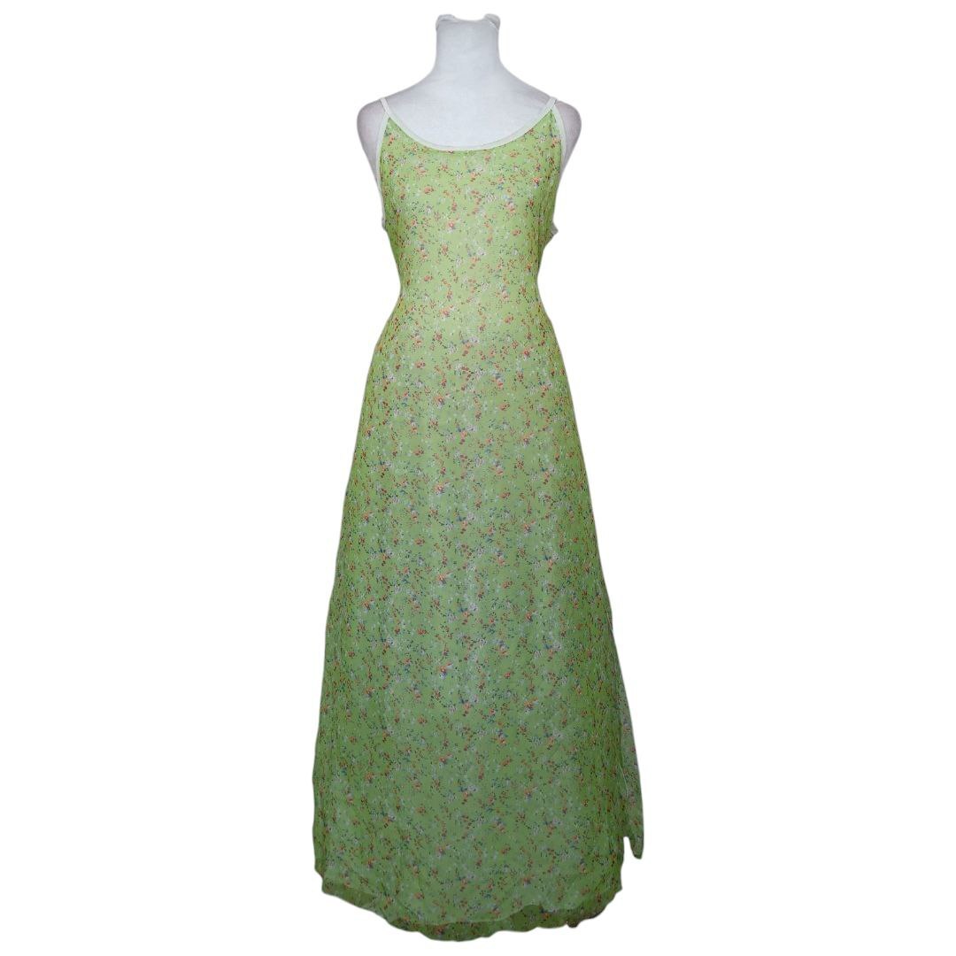 Light Green Floral Spaghetti Strap Dress