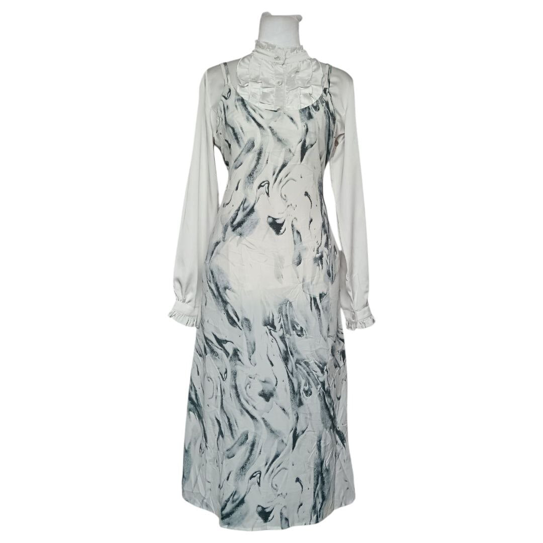 White Marble Print Dress
