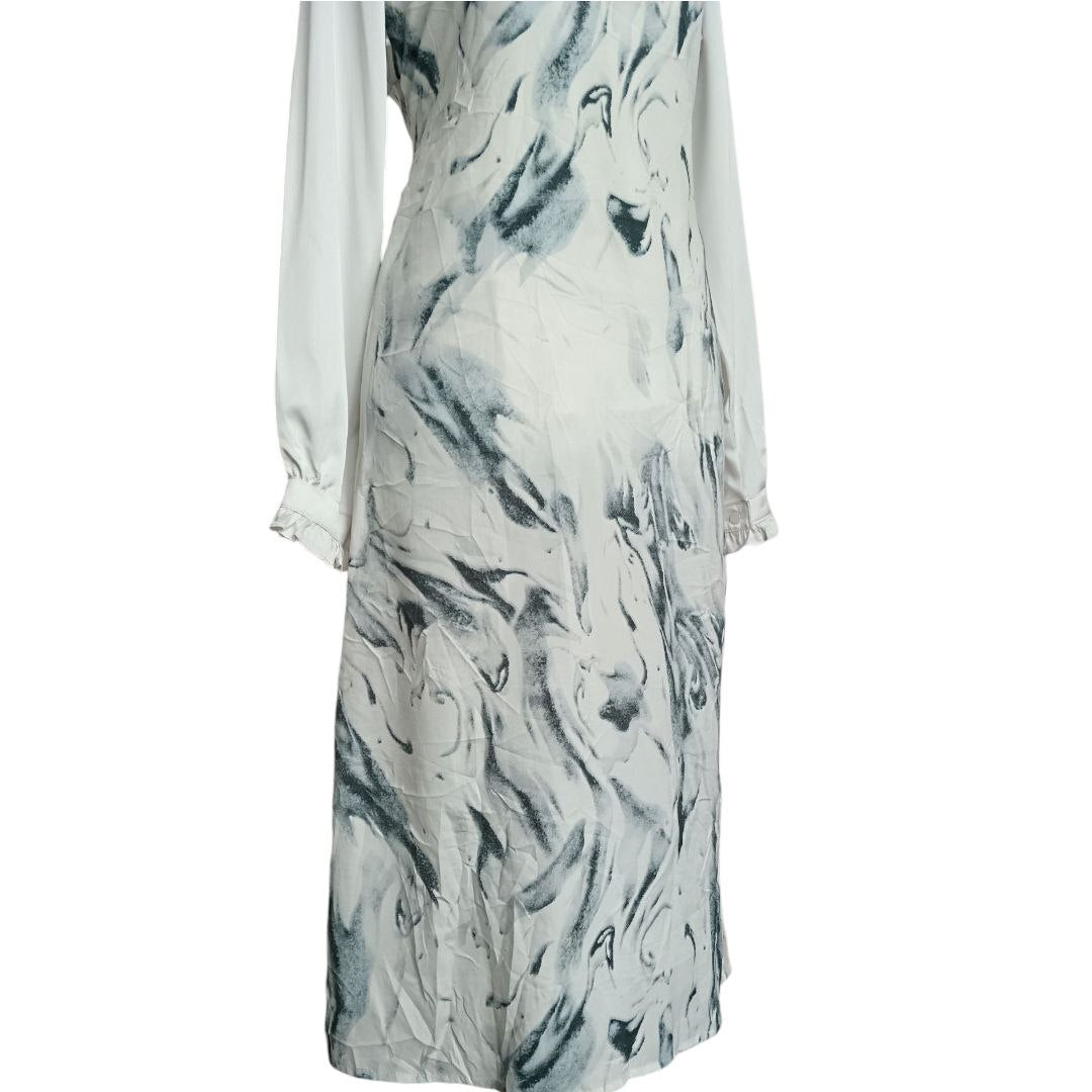 White Marble Print Dress