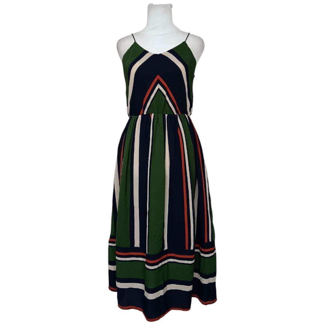 Striped V-Neck Midi Dress