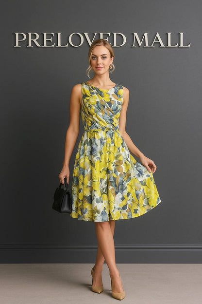 Yellow Gray Floral Dress